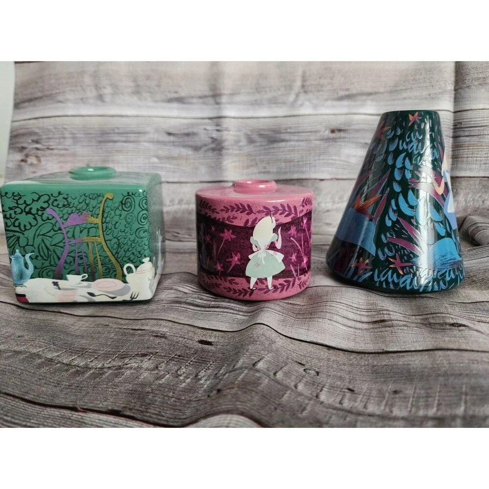 Disney Park Alice in Wonderland 70th Anniversary Mary Blair Vase Set 3